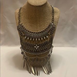 Silver Crystal Bib Necklace